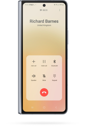 Active phone call showcasing phonepad and caller name