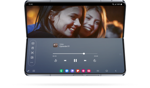 Phone open halfway through showing video on the top side of screen and edit video on the bottom